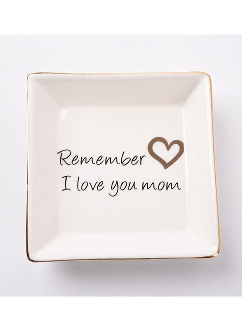 SYOSI Square Jewelry Tray, Ceramic Ring Dish, Square Trinket Tray Gift for Mom from Daughter, Mother’s Day, New Year, Birthday Gift for Mother, Decorative Jewelry Tray  - Image 1