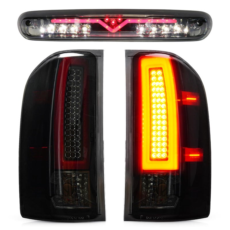 Bomusou LED Tail Light Assembly 3rd Brake Light Fit for Chevy Silverado 1500 2500 HD 3500 HD 20072014 for GMC Sierra 3500 HD 20082014 with Dual Wheel Only 3Pcs Smoke Lens