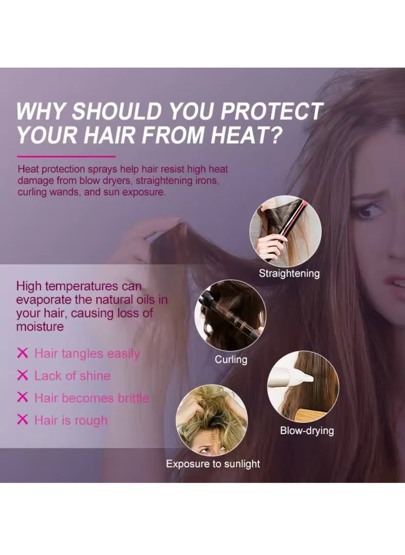 PURC - 75ml Heat Protection Spray for Hair Reduce Frizz Hydrate Smooth Hair for 3 Days Heat Protection Up to 240°C+ 470°F for Curling Perming Blow Dry Leave in Essential Oil Heat Protection Spray - Image 1