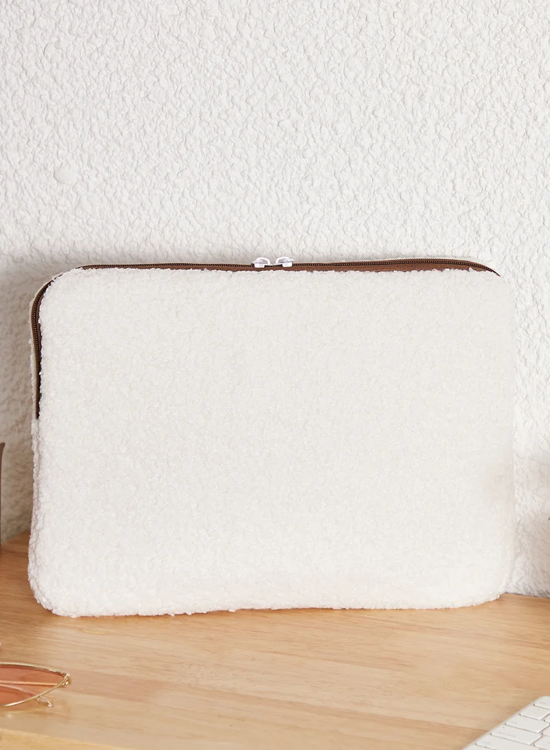 Ginger White Fur Plush Texture Laptop Case for Women | Best Price UAE