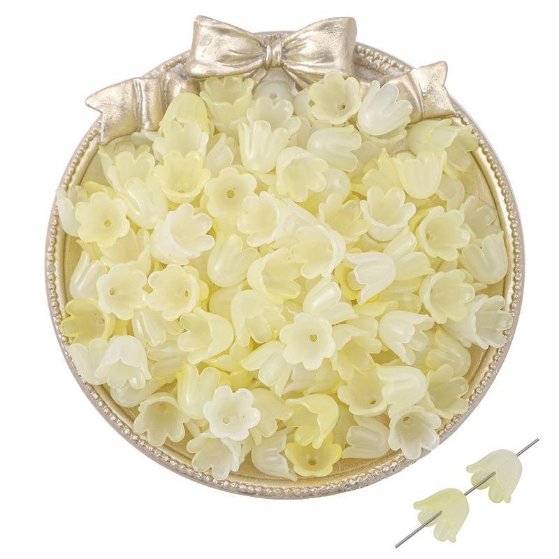 100 simple gradient two-color acrylic lilies antique hair earrings DIY handmade accessories bracelet material Narcissus yellow gradient 
