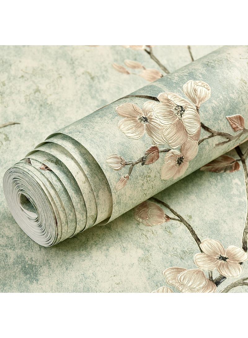 Bluejw Vintage Stick Wallpaper Thickened 3D Stereoscopic Non-Woven Wallpaper Garden Flower Tree Stickers Wallpaper Self-Adhesive Removable For Living Room Bedroom Wallpaper Roll 0.53X10m - Image 1
