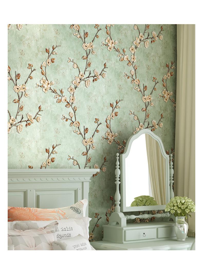 Bluejw Vintage Stick Wallpaper Thickened 3D Stereoscopic Non-Woven Wallpaper Garden Flower Tree Stickers Wallpaper Self-Adhesive Removable For Living Room Bedroom Wallpaper Roll 0.53X10m - Image 2