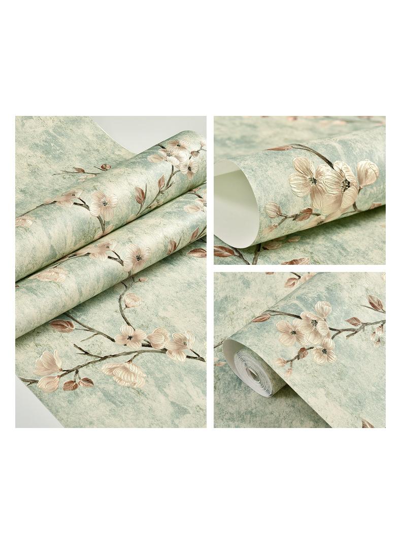 Bluejw Vintage Stick Wallpaper Thickened 3D Stereoscopic Non-Woven Wallpaper Garden Flower Tree Stickers Wallpaper Self-Adhesive Removable For Living Room Bedroom Wallpaper Roll 0.53X10m - Image 3