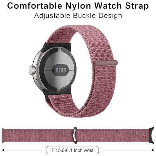 Meliya Nylon Strap for Google Pixel Watch 3 41mm / Pixel Watch 2/1 Straps (2024/2023/2022), Waterproof Sport Replacement Band (Smokey Mauve) - Image 5
