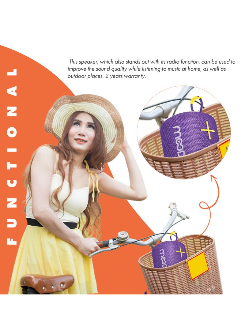 Moodix KI23KSV6 Water Resistant Bluetooth Speaker with TF Card and USB Port, Purple - Image 5