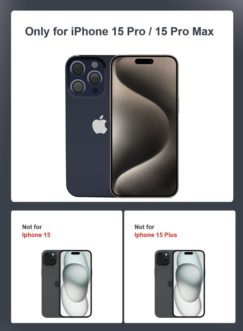 ماكس آند ماكس واقي عدسة الكاميرا لهاتف iPhone 15 Pro / 15 Pro Max - زجاج شفاف مقسّى مع حواف من الألومنيوم، وطلاء مضاد للخدش وواقي عدسة مقاوم للخدش - أزرق - Image 3