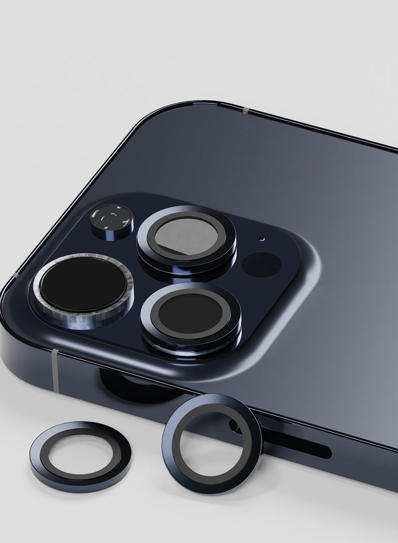 ماكس آند ماكس واقي عدسة الكاميرا لهاتف iPhone 15 Pro / 15 Pro Max - زجاج شفاف مقسّى مع حواف من الألومنيوم، وطلاء مضاد للخدش وواقي عدسة مقاوم للخدش - أزرق - Image 5