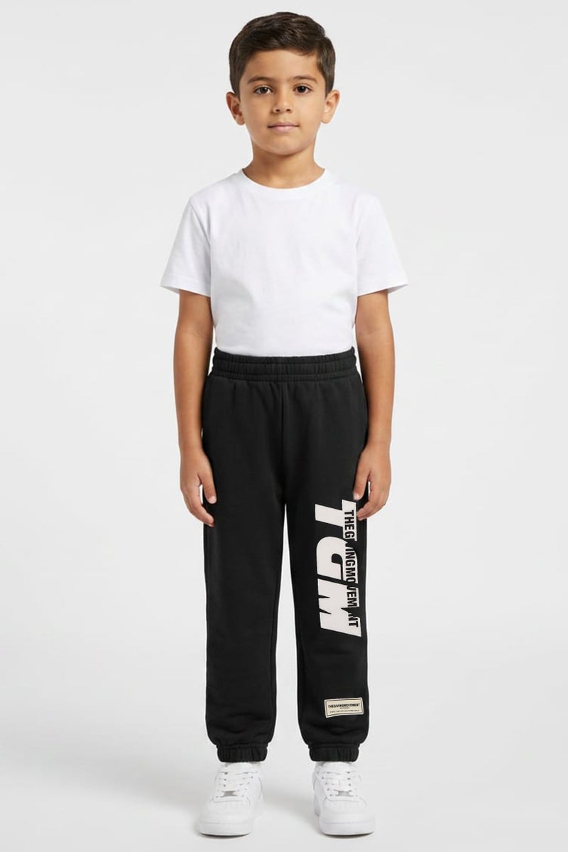 The Giving Movement Kids Boy Brand Logo Jogger Pants, Black - Image 1