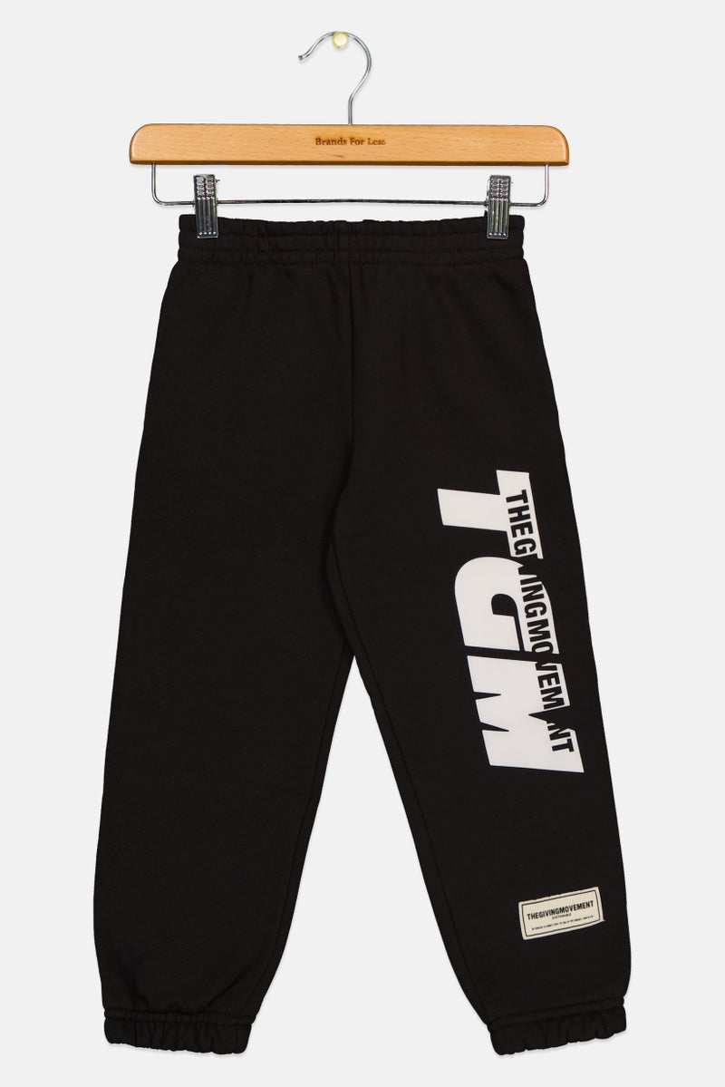 The Giving Movement Kids Boy Brand Logo Jogger Pants, Black - Image 2