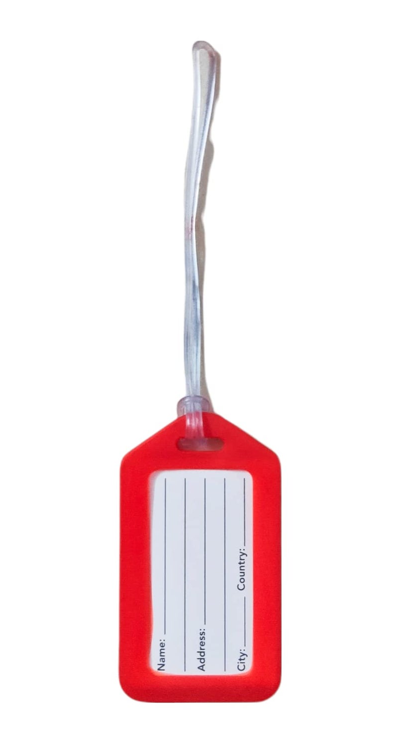 Kidultz(Pack of 12) Luggage Tags, Smart Tags for Travel suitcases, School Bags, etc..for Easily Identification of Bags Available with Silicon Band(Red) - Image 2