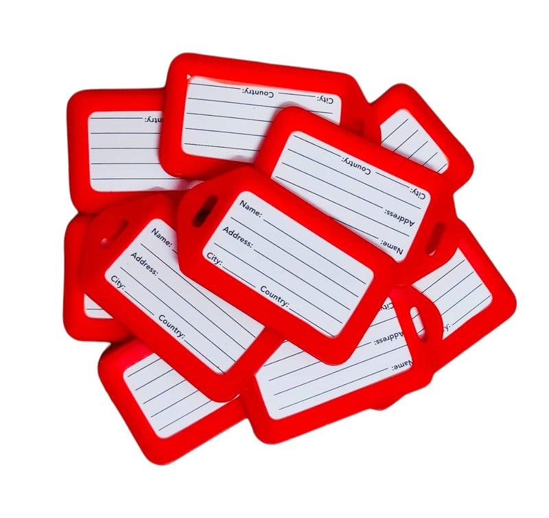 Kidultz(Pack of 12) Luggage Tags, Smart Tags for Travel suitcases, School Bags, etc..for Easily Identification of Bags Available with Silicon Band(Red) - Image 1