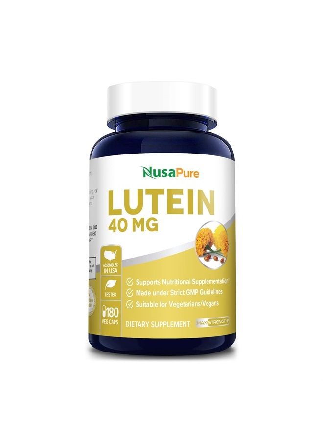 NusaPure Lutein 40mg 180 Veggie Capsules (Non-GMO & Gluten Free) - Image 1