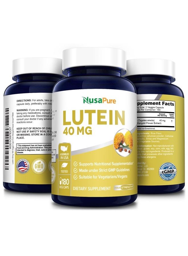 NusaPure Lutein 40mg 180 Veggie Capsules (Non-GMO & Gluten Free) - Image 5