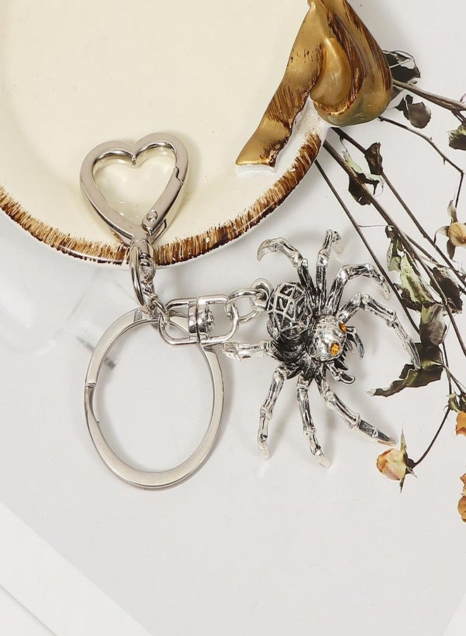 SENFAI Halloween Keychain Spider Bat Pumpkin Charms with Heart Clasp Bag Charm Gothic Horror Accessories (Spider-1) - Image 4