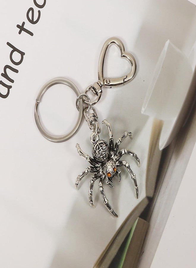 SENFAI Halloween Keychain Spider Bat Pumpkin Charms with Heart Clasp Bag Charm Gothic Horror Accessories (Spider-1) - Image 2