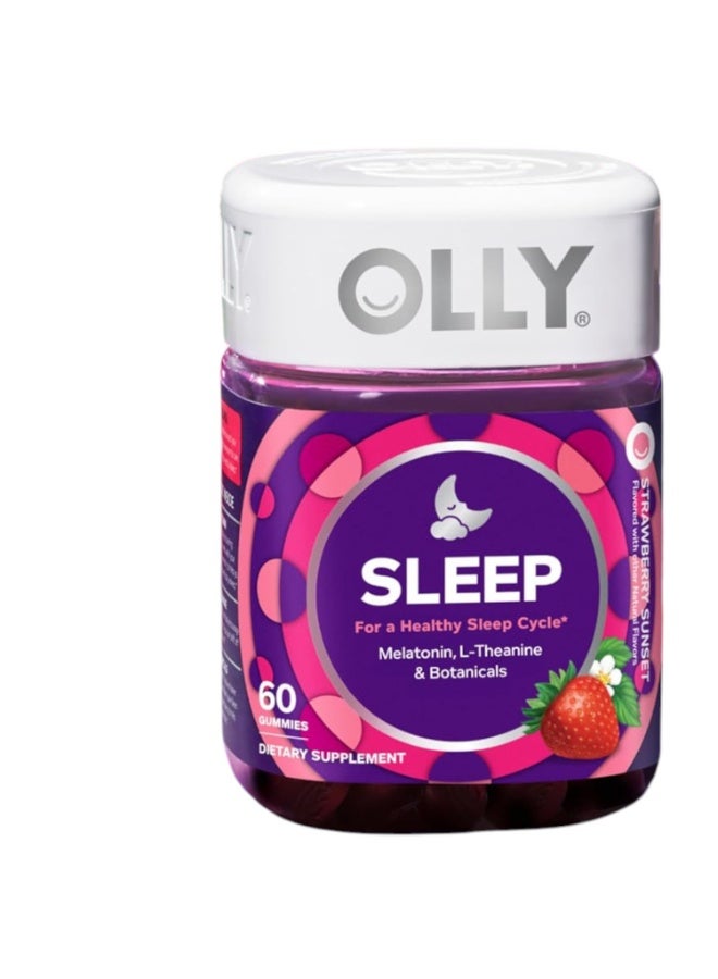 OLLY Sleep Gummy, Occasional Sleep Support, 3 mg Melatonin, L-Theanine, Chamomile, Lemon Balm, Sleep Aid, Strawberry, 60 Count - Image 1