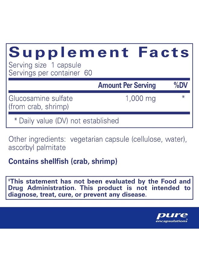 Pure Encapsulations - Pure Encapsulations Glucosamine Sulfate 1,000 mg | Supplement for Joint Support and Mobility, Cartilage Health, and Connective Tissue* | 60 Capsules - Image 1