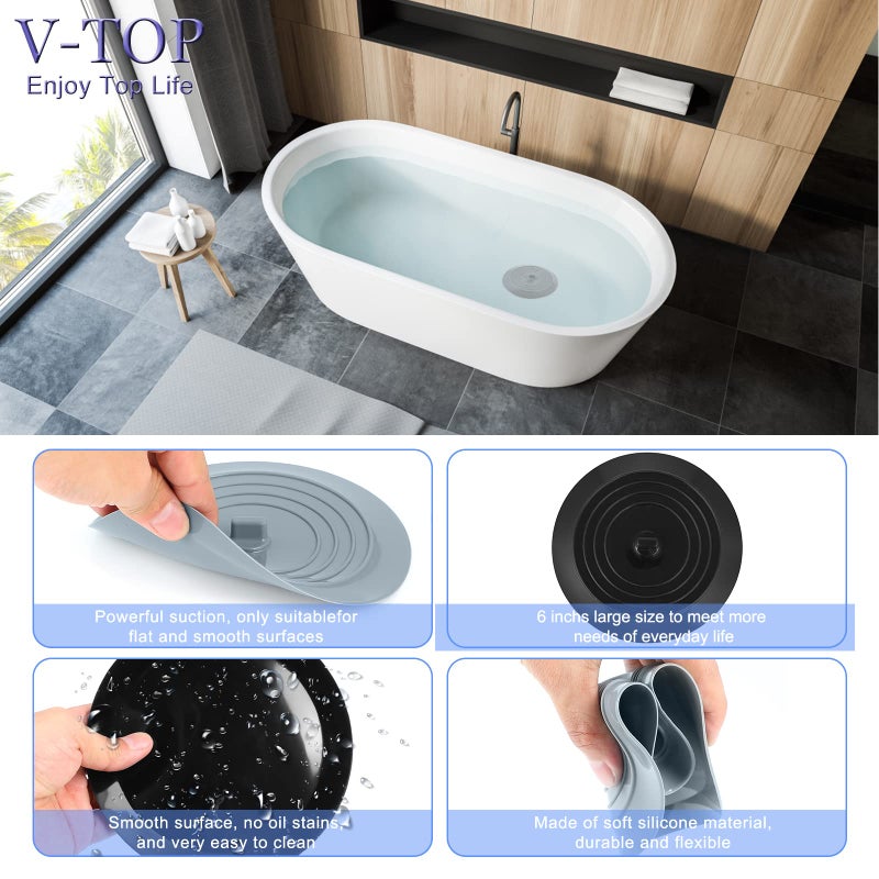 V-TOP Sink Strainer Stopper 4 Pack, Universal Silicone Kitchen Sink Drain Strainer Cover Plug Stopper Kit, 4.5 Inch Stainless Steel Sink Filter Strainer, Food Catcher for Kitchen Sink - Image 3