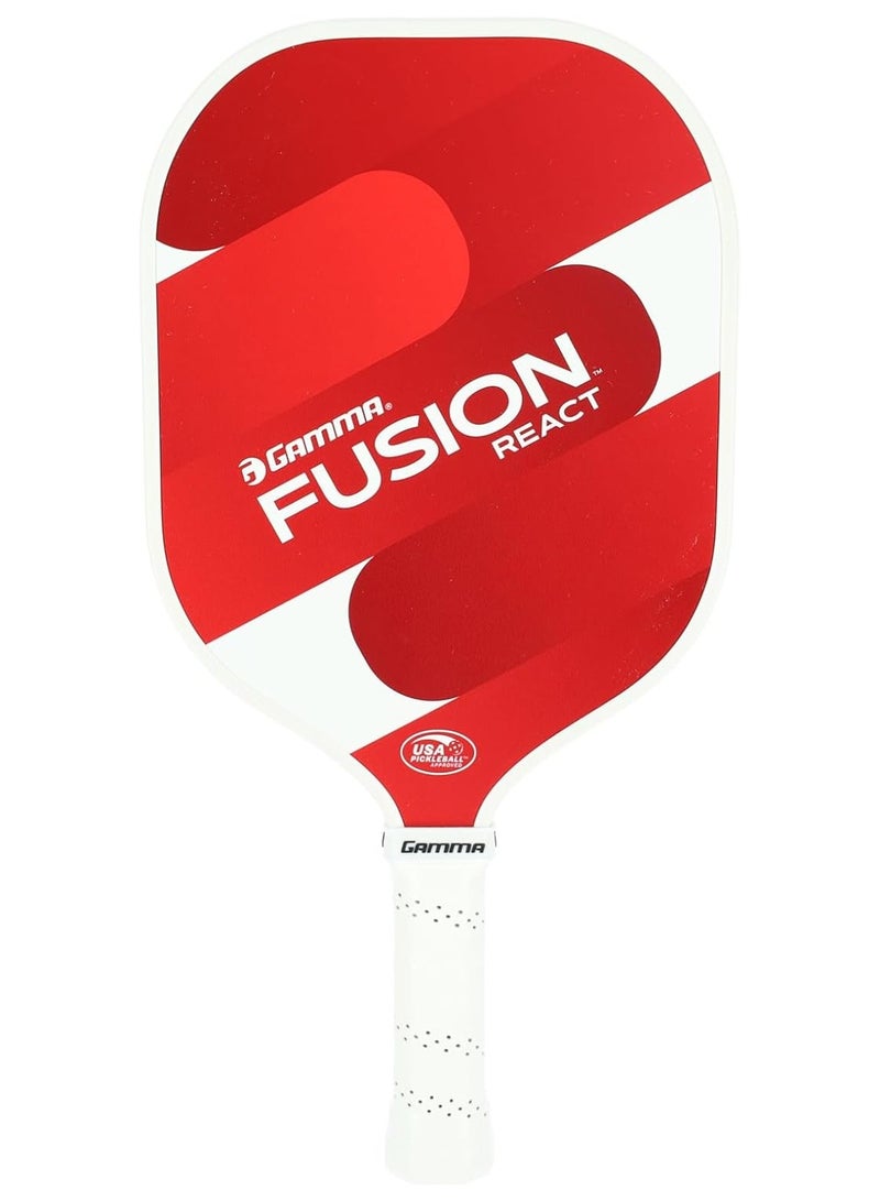 Gamma GAMMA Fusion React Pickleball Paddle, Extra-Wide Fiberglass Surface Boosts Hit Potential for Beginners, Red  - Image 1