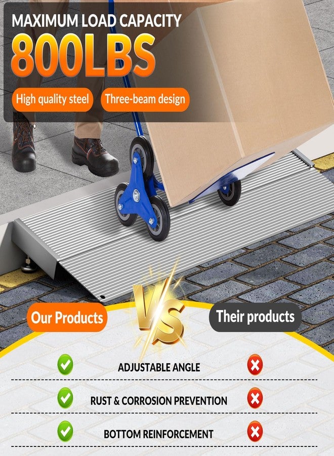 DWALE Aluminum Threshold Ramp,12 Inch Portable Self Supporting Entry Handicap Ramp, Doorways Rated 800 lbs,forWheelchair Scooters Power Chairs Walkers Metallic - Image 3