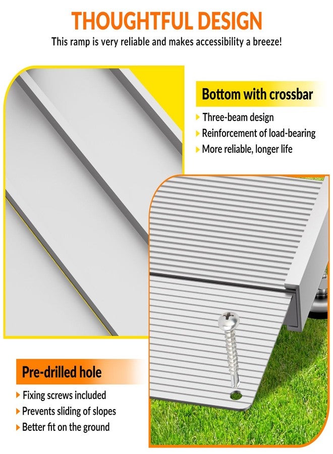 DWALE Aluminum Threshold Ramp,12 Inch Portable Self Supporting Entry Handicap Ramp, Doorways Rated 800 lbs,forWheelchair Scooters Power Chairs Walkers Metallic - Image 5
