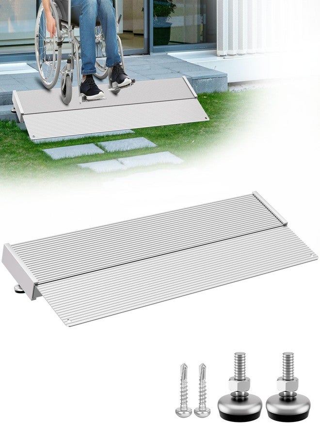DWALE Aluminum Threshold Ramp,12 Inch Portable Self Supporting Entry Handicap Ramp, Doorways Rated 800 lbs,forWheelchair Scooters Power Chairs Walkers Metallic - Image 1