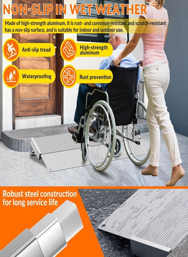 DWALE Aluminum Threshold Ramp,12 Inch Portable Self Supporting Entry Handicap Ramp, Doorways Rated 800 lbs,forWheelchair Scooters Power Chairs Walkers Metallic - Image 4