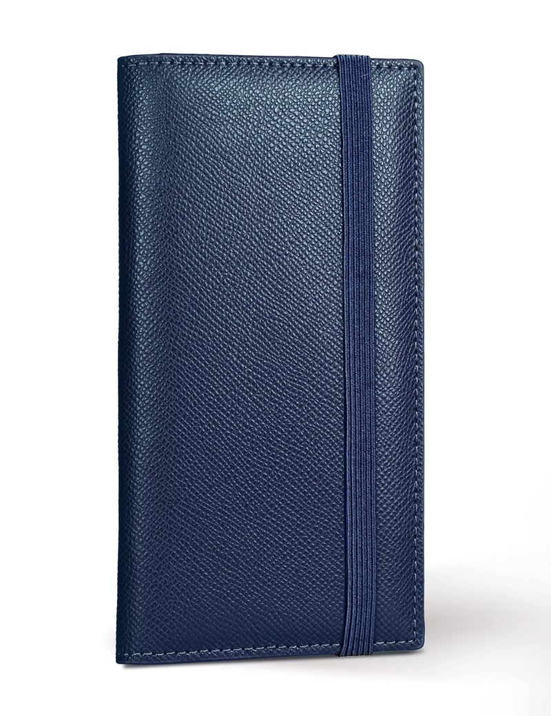 Yarnic Checkbook Cover for Personal Checkbook, Checkbook Holder with Pen Holder & Built-in Clear Plastic Divider for Duplicate Checks (Midnight Blue) - Image 1