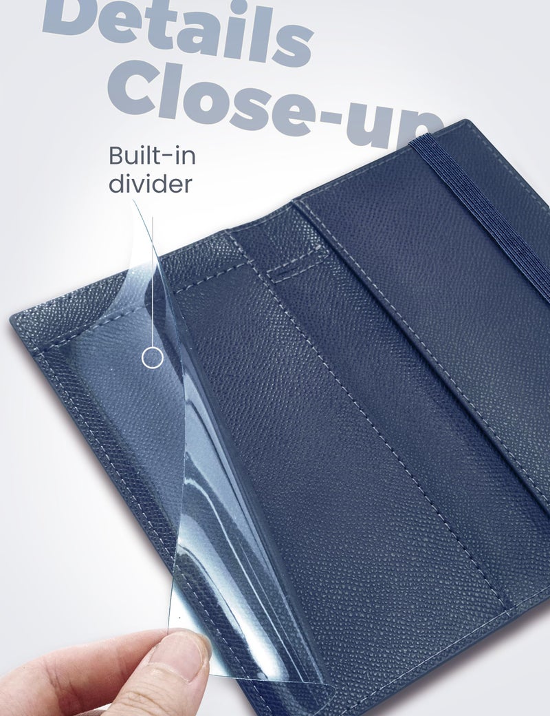 Yarnic Checkbook Cover for Personal Checkbook, Checkbook Holder with Pen Holder & Built-in Clear Plastic Divider for Duplicate Checks (Midnight Blue) - Image 3