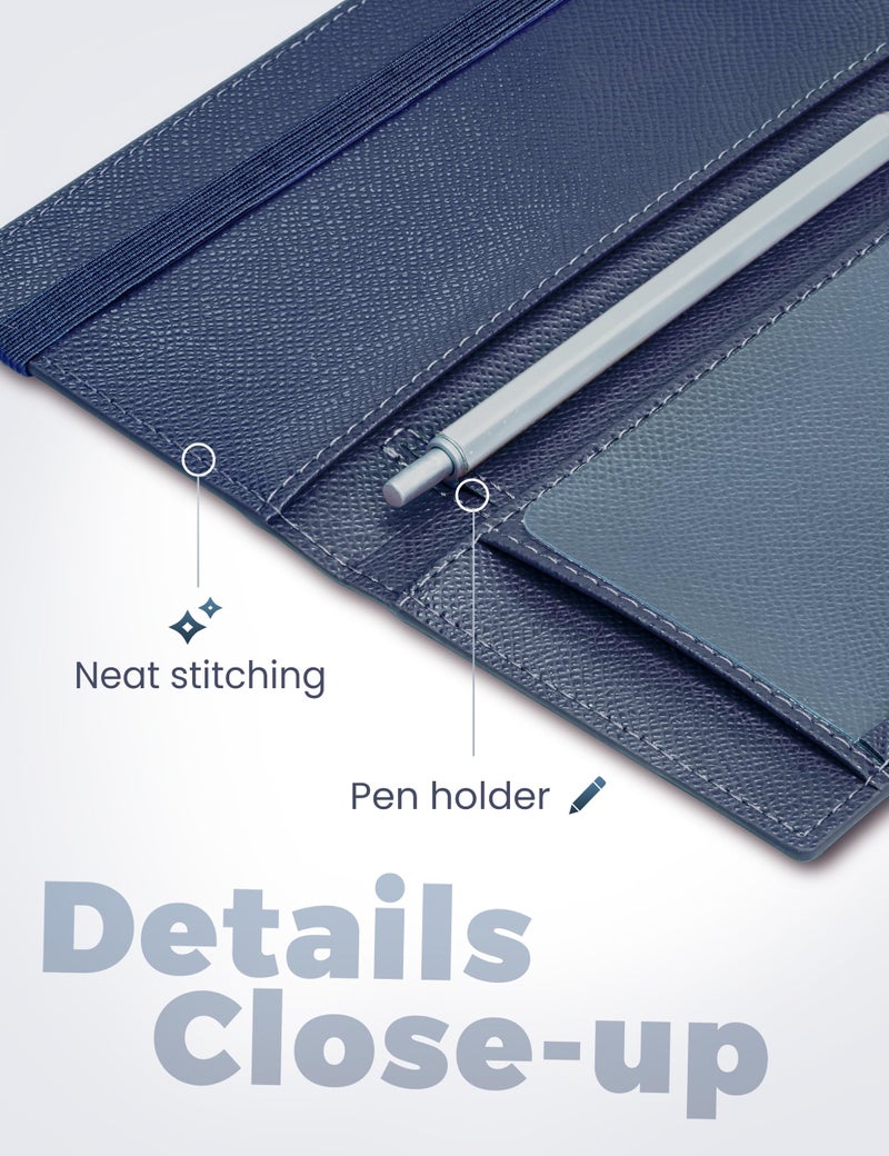 Yarnic Checkbook Cover for Personal Checkbook, Checkbook Holder with Pen Holder & Built-in Clear Plastic Divider for Duplicate Checks (Midnight Blue) - Image 4