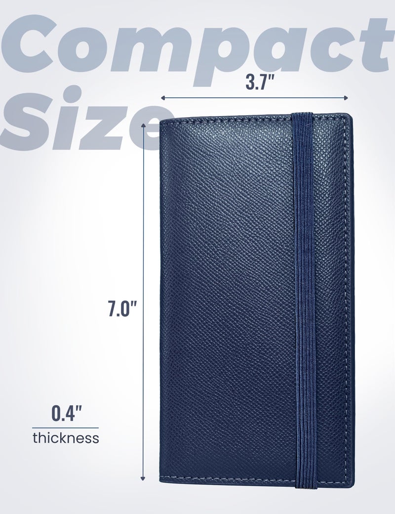 Yarnic Checkbook Cover for Personal Checkbook, Checkbook Holder with Pen Holder & Built-in Clear Plastic Divider for Duplicate Checks (Midnight Blue) - Image 5