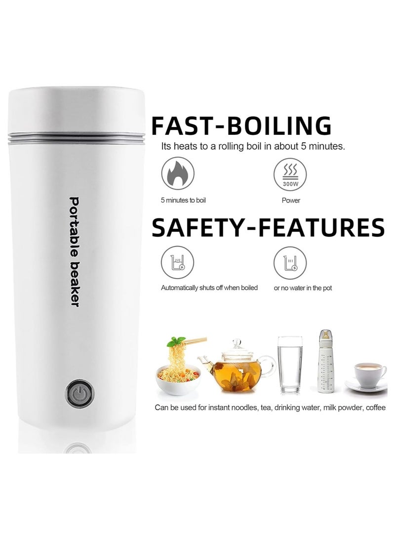 Vitacelli Portable Electric Kettle, Stainless Steel Liner Travel Electric Cup Home Mini Heating Teapot Fast Cooking Single Cup Water Heater 350ml Hot Water Bottle (White)  - Image 2