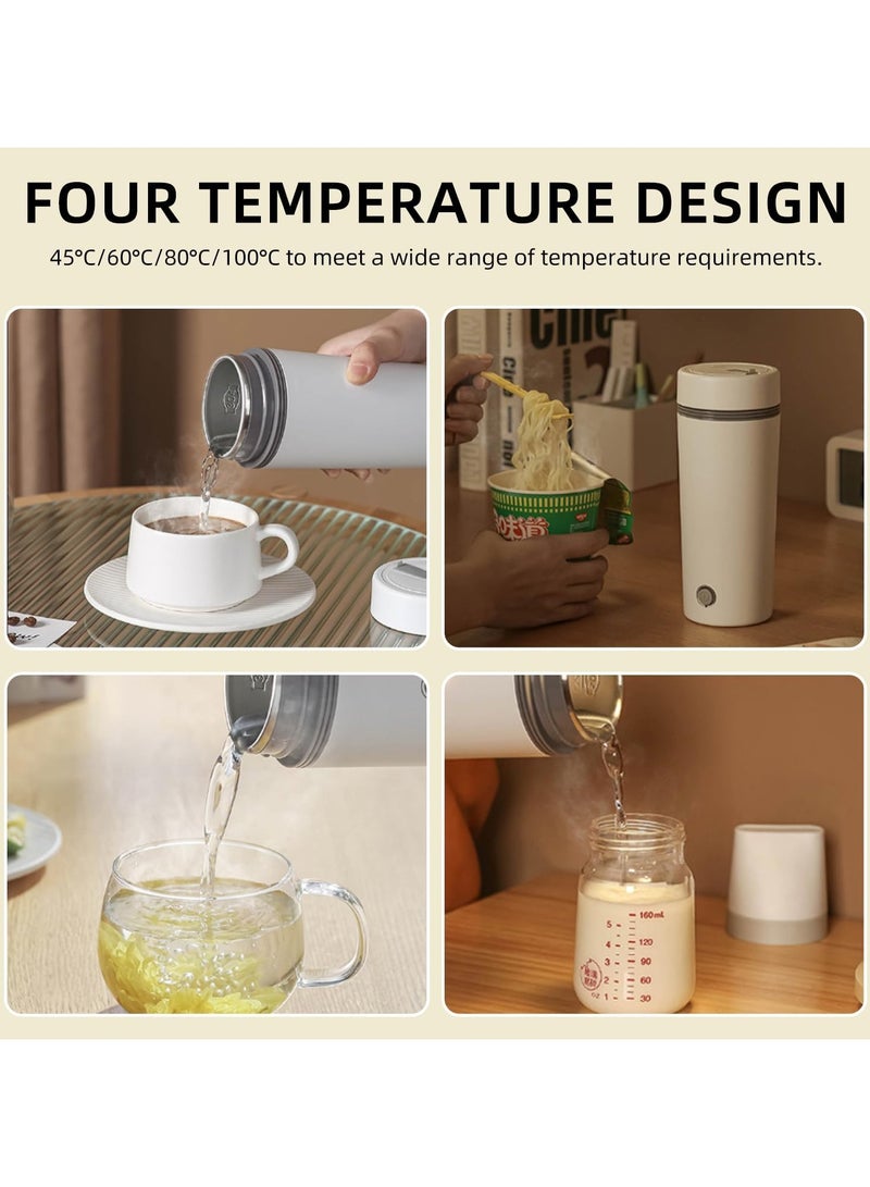 Vitacelli Portable Electric Kettle, Stainless Steel Liner Travel Electric Cup Home Mini Heating Teapot Fast Cooking Single Cup Water Heater 350ml Hot Water Bottle (White)  - Image 4