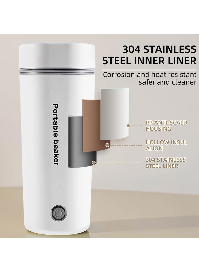 Vitacelli Portable Electric Kettle, Stainless Steel Liner Travel Electric Cup Home Mini Heating Teapot Fast Cooking Single Cup Water Heater 350ml Hot Water Bottle (White)  - Image 5