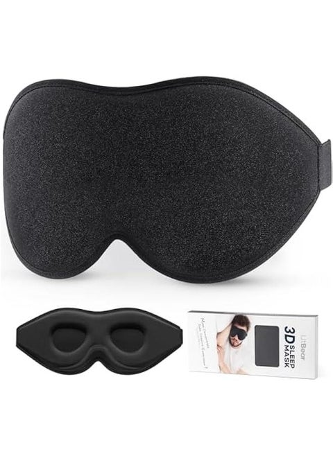 Soft Sleep Mask for Side Sleeper Men and Women, Light Blocking Eye Mask, 3D Contoured Cup for Comfortable Sleep, Adjustable Strap, Ideal for Travel and Naps