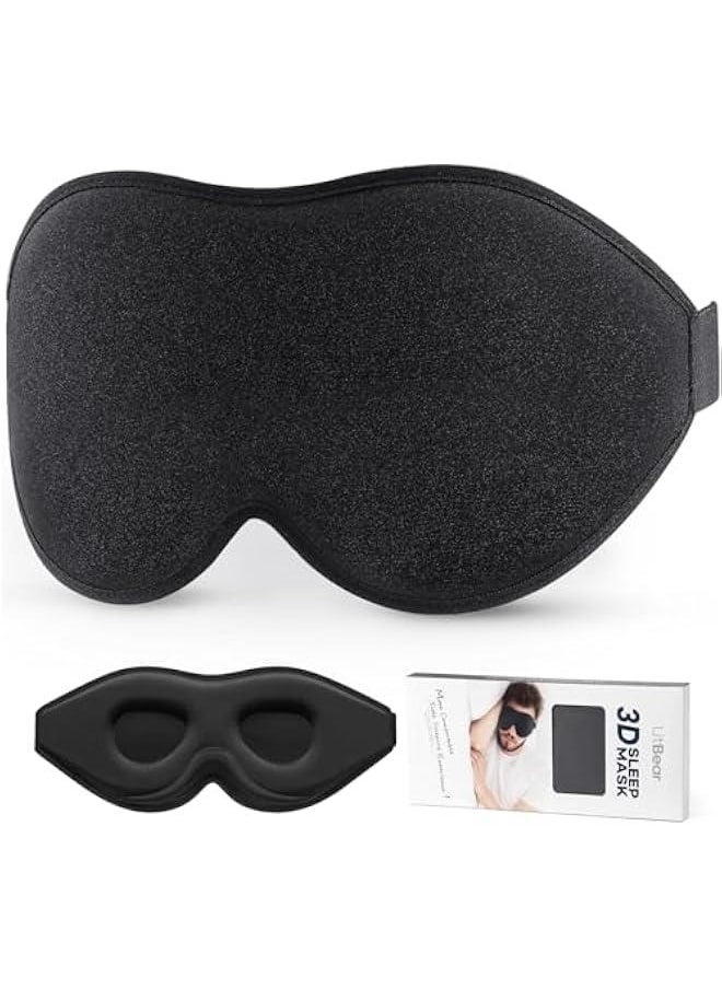 Soft Sleep Mask for Side Sleeper Men and Women, Light Blocking Eye Mask, 3D Contoured Cup for Comfortable Sleep, Adjustable Strap, Ideal for Travel and Naps