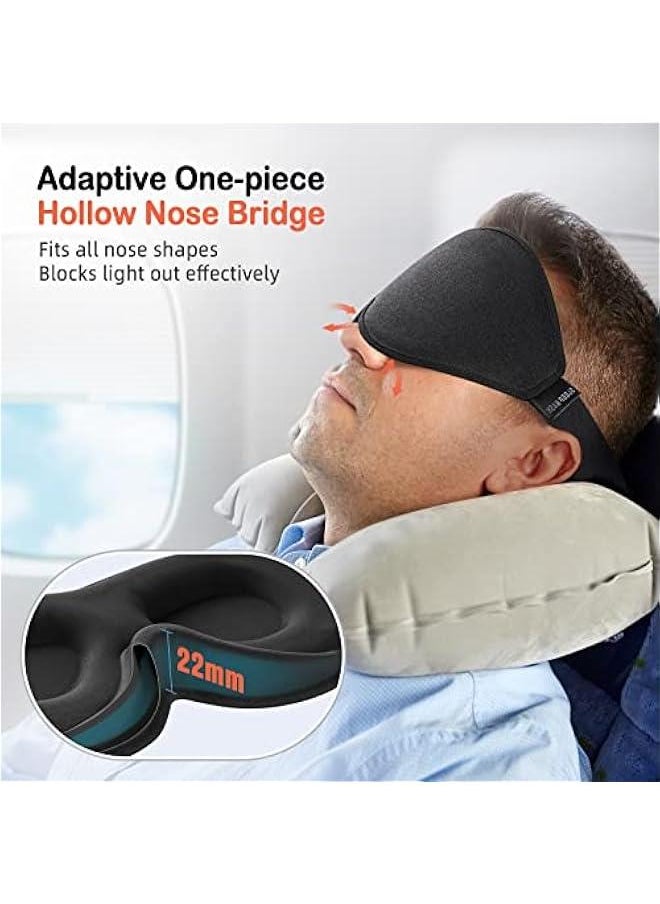 Soft Sleep Mask for Side Sleeper Men and Women, Light Blocking Eye Mask, 3D Contoured Cup for Comfortable Sleep, Adjustable Strap, Ideal for Travel and Naps