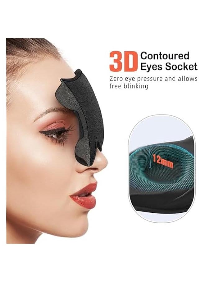 Soft Sleep Mask for Side Sleeper Men and Women, Light Blocking Eye Mask, 3D Contoured Cup for Comfortable Sleep, Adjustable Strap, Ideal for Travel and Naps