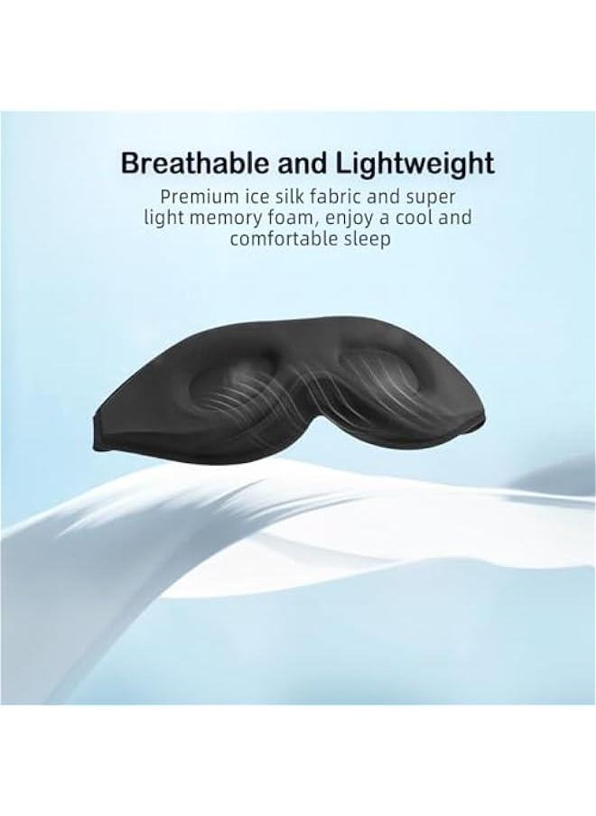 Soft Sleep Mask for Side Sleeper Men and Women, Light Blocking Eye Mask, 3D Contoured Cup for Comfortable Sleep, Adjustable Strap, Ideal for Travel and Naps
