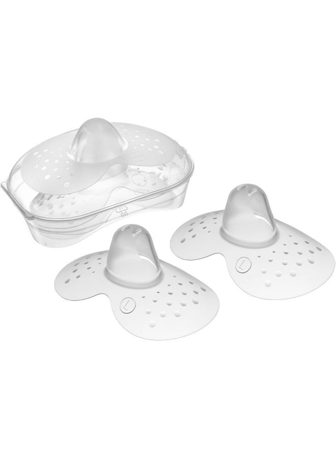 MAM Breastfeeding Nipple Shields with Sterilizing Storage Case, Nipple Shields for Nursing Newborn, Size 3 Large 23mm, 2-Count, Clear - Image 1