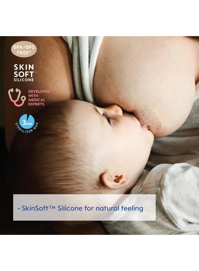 MAM Breastfeeding Nipple Shields with Sterilizing Storage Case, Nipple Shields for Nursing Newborn, Size 3 Large 23mm, 2-Count, Clear - Image 3