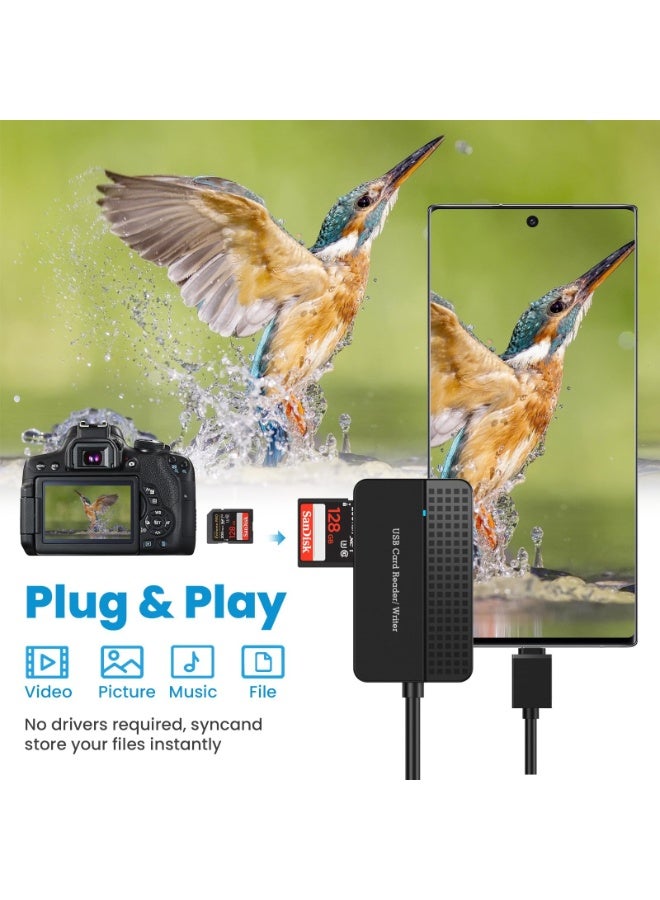 KOWVOWZ Memory Card Reader, 4-in-1 Memory Card Adapter External For Micro SD CF MS TF, USB 3.0 Compact High-Speed Flash Camera Adapter Reader for PC Laptop Camera Computer - Image 4