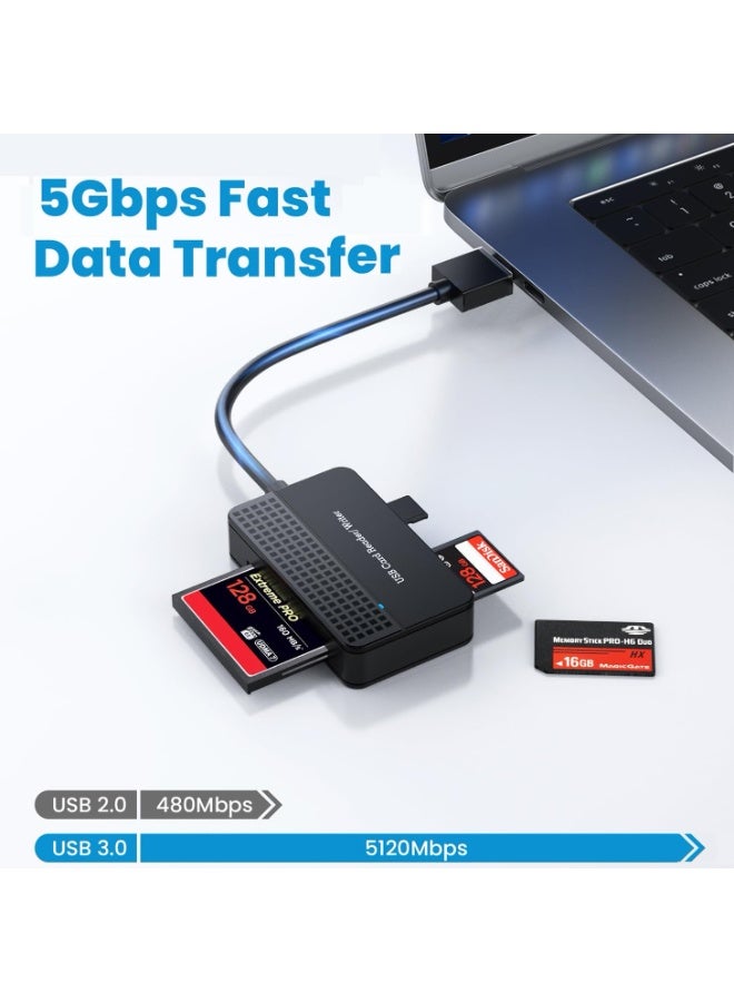 KOWVOWZ Memory Card Reader, 4-in-1 Memory Card Adapter External For Micro SD CF MS TF, USB 3.0 Compact High-Speed Flash Camera Adapter Reader for PC Laptop Camera Computer - Image 5