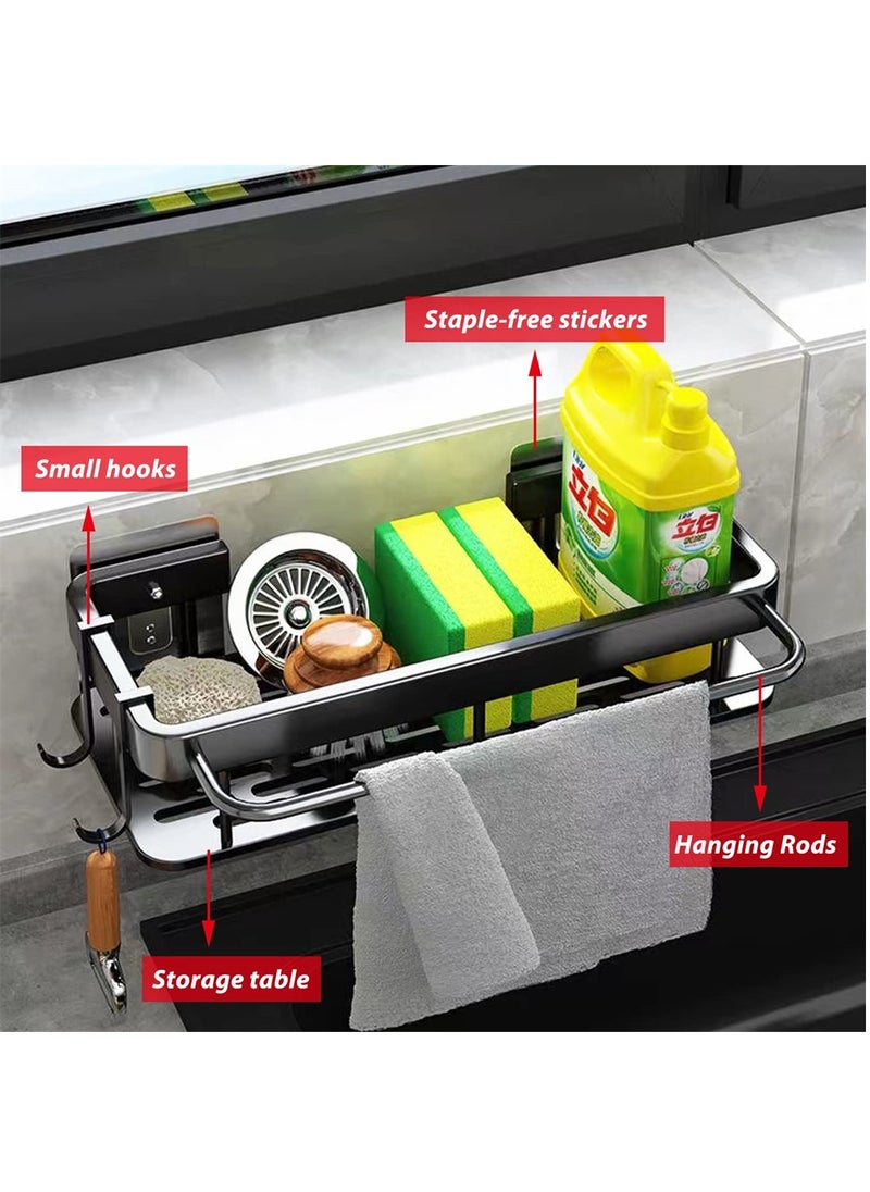 KASTWAVE - Kitchen Sink Storage Shelf, Stainless Steel Kitchen Faucet Sponge Holder, Kitchen Washing up Organiser, Kitchen Multifunctional Sink Caddy Removable Kitchen Sink Organiser - Image 1