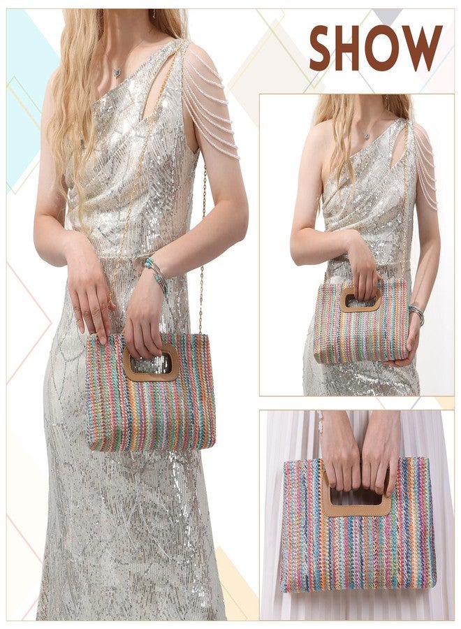KUANG! Women's Clutch Handbags Top Handle Woven Straw Clutch Purse Shoulder Crossbody Bag Summer Raffia Bag - Image 2