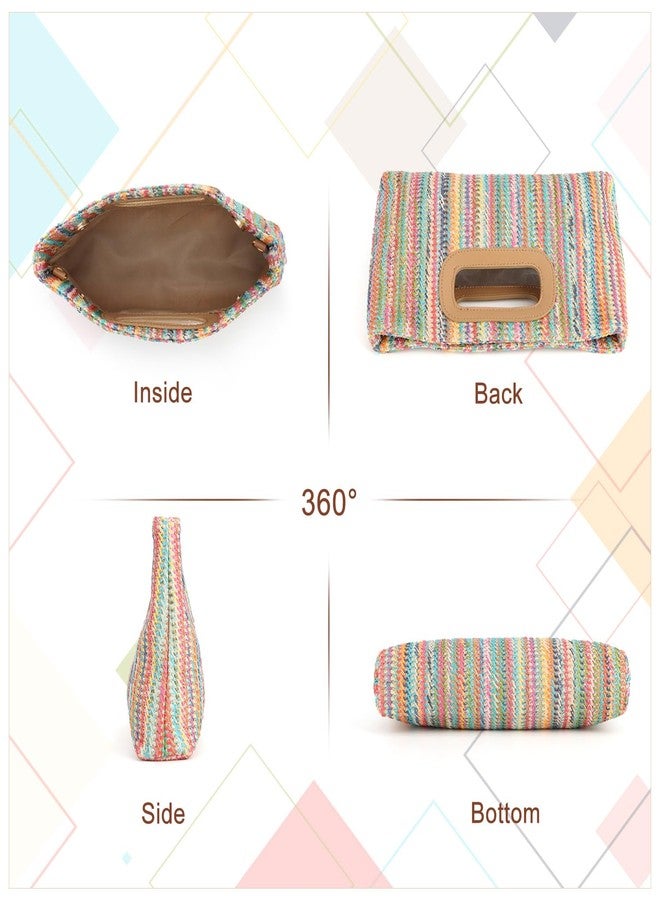 KUANG! Women's Clutch Handbags Top Handle Woven Straw Clutch Purse Shoulder Crossbody Bag Summer Raffia Bag - Image 4