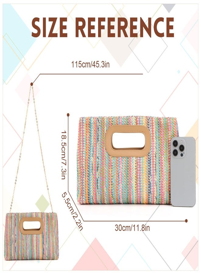 KUANG! Women's Clutch Handbags Top Handle Woven Straw Clutch Purse Shoulder Crossbody Bag Summer Raffia Bag - Image 3