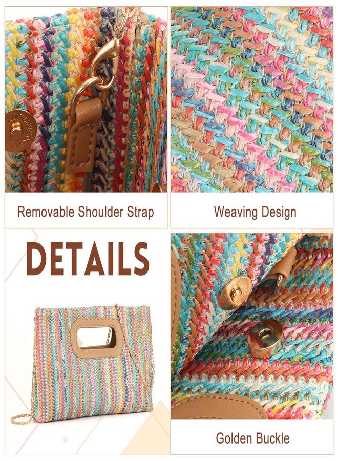KUANG! Women's Clutch Handbags Top Handle Woven Straw Clutch Purse Shoulder Crossbody Bag Summer Raffia Bag - Image 5