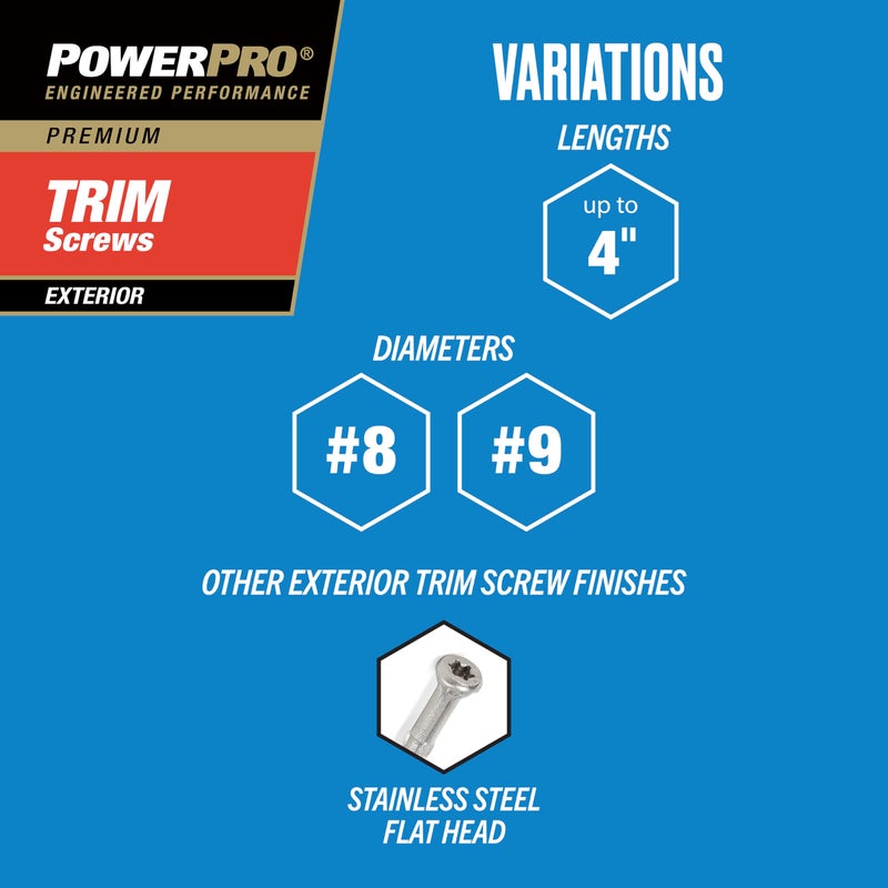 Power Pro Premium Exterior Trim Screws (#8 x 1-5/8") - 1lb Box - Image 4